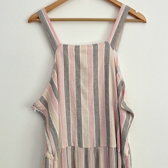 Caslon Cabana Stripe Linen Lattice Trim Tiered Maxi Dress Vertical Stripes - Picture 6 of 14